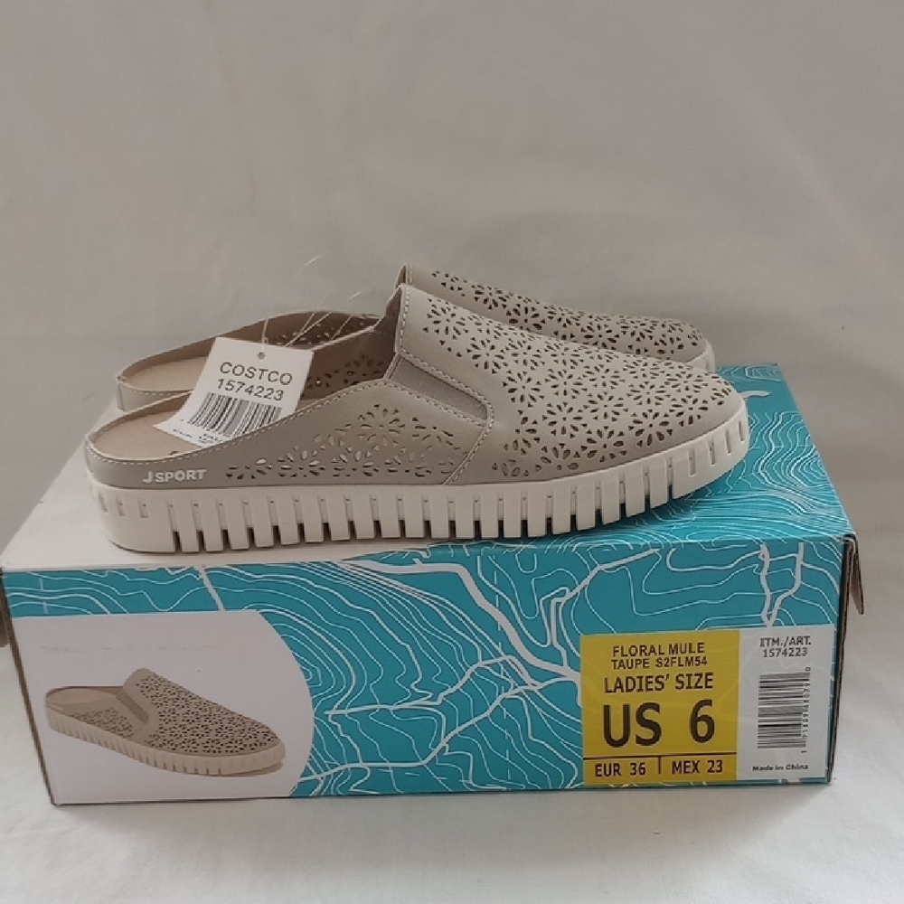 J SPORT Taupe Floral Mule Slip-On Shoes